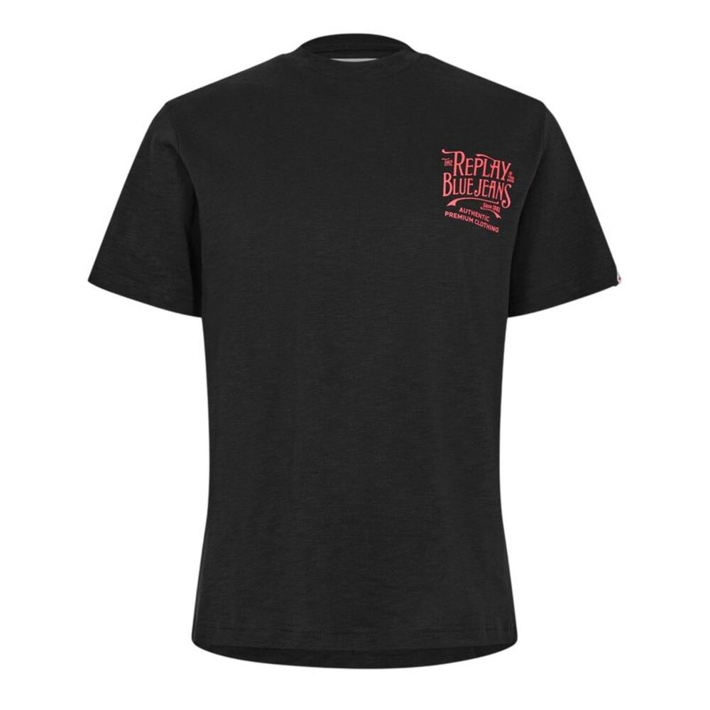Replay Mens Back Jeans Logo T-Shirt / Black